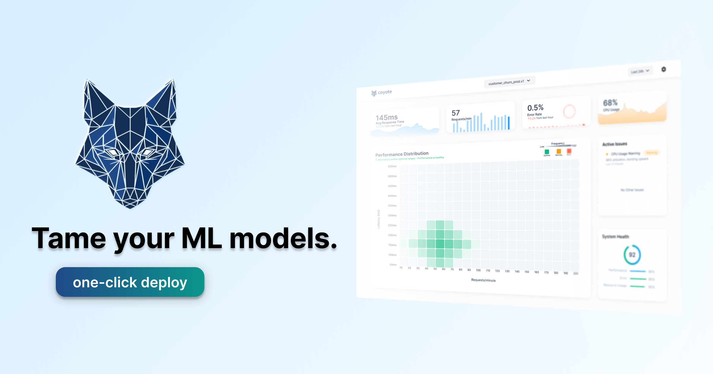 "Streamline MLops with Coyote: Deploy, Monitor, and Simplify Your Machine Learning Projects in Minutes."